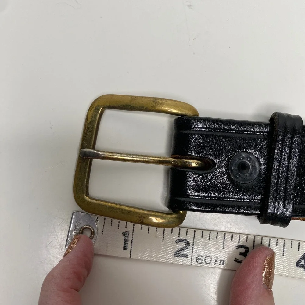 Don Hume Men's Black Leather‎ Belt Brass Buckle Size 38 B109
